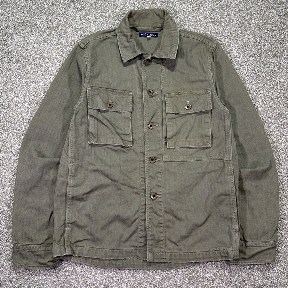 Alex Mill Military HBT Herringbone Utility Shirt Size XSmall Made In USA Rare